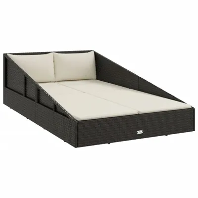 Produktbild von vidaXL Gartenbett Schwarz 110x200 cm Poly Rattan