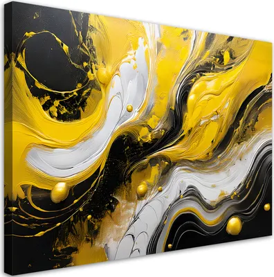 Image de Toile jaune et noire Texture abstraite Loft 120x80 Feeby Jaune Image pour le mur Prête à accrocher