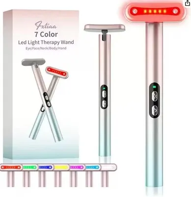 Produktbild von Lichttherapiestab, Rotlichttherapie für Gesicht und Hals, Gesichtsstab, 7-in-1, LED-Schönheitsstab, Verjüngung, Gesichts- und Augenmassagegerät