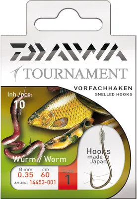 Produktbild von Daiwa Tournament Wurmhaken Gr.6 Gebundene Vorfachhaken
