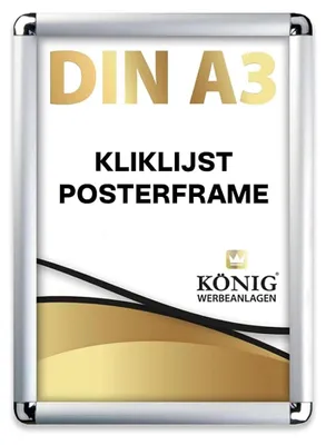 Imagen del producto de Marco de aluminio para carteles, perfil de 25 mm, formato DIN A3, juego de 5 unidades, con cubierta protectora para fotografías