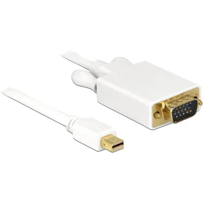 Zdjęcie produktu dla DeLOCK mini Displayport > VGA 15 pin male 1m, 1 m, VGA (D-Sub), Mini DisplayPort, Męska, Męska, Biały