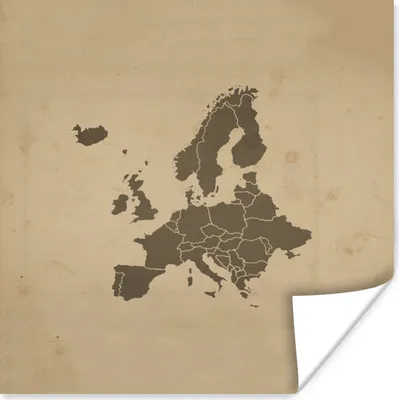 Produktbild von MuchoWow® Poster Karten - Europa - Vintage - Braun 30x30 cm - Wandposter - Printing