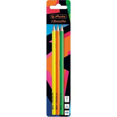 Produktbild von Herlitz Neon Art, HB, Grün, Orange, Gelb, Dreieckig, Kunst, Hobby, Sichtverpackung, 3 Stück(e)