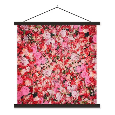 Produktbild von MuchoWow® Textilposter Blumen - Farben - Rosen 60x60 cm mit schwarzem Rahmen - Posteraufhänger
