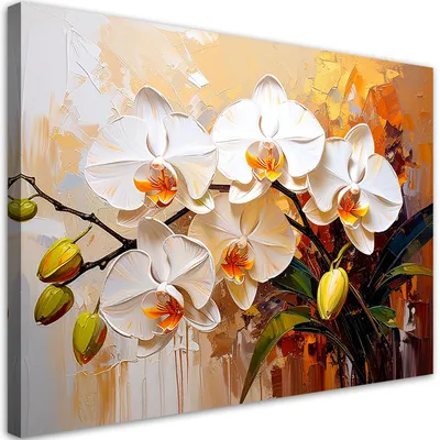 Immagine prodotto di Quadro su tela, Orchidee bianche Fiori Astratto - 120x80
