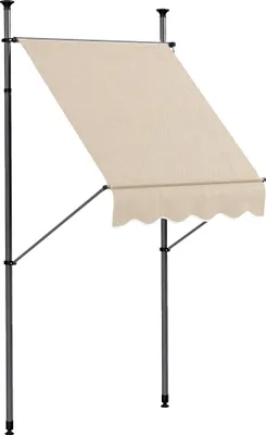 Image de Outsunny Store banne autoportant manuel auvent ršŠtractable 1,5L x 1,2l x 2,1-3H m inclinaison ršŠglable pour balcon sans trous š€ percer mšŠtal alu polyester sable