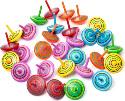 Produktbild von 30 Stück Holz-Spielzeugkreisel, bunt bemalbare Holzkreisel für Kinder