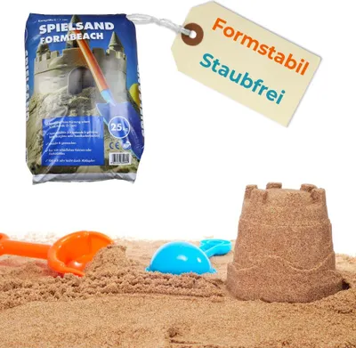 Produktbild von Spielsand Formbeach 25 Kg 0-1 mm Spielkasten Sand für Sandkasten Sandburg Kinderspielsand Quarzsand Spielsand Staubfrei Formstabil