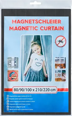 Zdjęcie produktu dla Zasłona przeciw owadom magnetyczna czarna 80/90/100x210/220 cm moskitiera do drzwi magnes