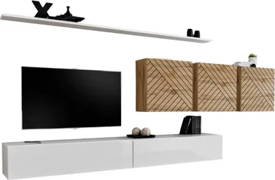 Produktbild von Meublorama AM-SWITCH 7-WWTL SW 7*7C/95KG, 5 Regale, 5 Tür(en), Weiß, Mitteldichte Faserplatte (MDF), 400 mm, 3400 mm