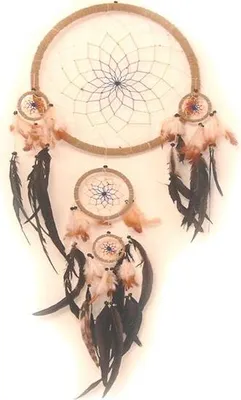 Produktbild von Woru Dreamcatcher Traumfänger mit farbigem Netz 22 cm schwarze Federn