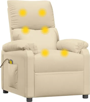 Image de vidaXL Fauteuil de massage Crème Tissu