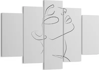 Produktbild von Bild auf Leinwand - Leinwandbild - 5 Teile - Stück Linear Gesicht - 150x100cm - Wand Bild - Wanddeko - Wandbilder - Leinwanddruck - Bilder - Wanddekoration - Leinwand bilder - EA150x100-4823