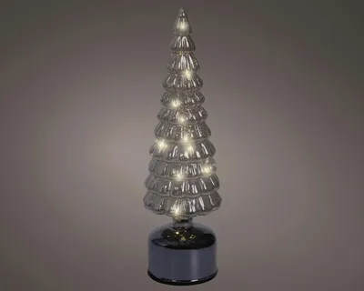 Produktbild von Lumineo pyörivä lasikuusikoriste valoilla, harmaa, 34 cm
