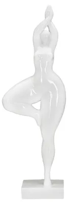 Imagen del producto de Figura de yoga para mujer, resina brillante, 16x9x45,8 cm, color blanco, diseño de Mauro Ferretti