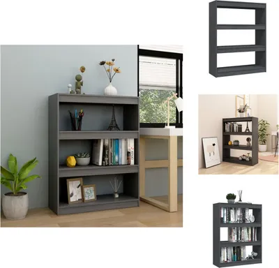 Produktbild von vidaXL Bücherregal/Raumteiler Grau 100x30x103 cm Kiefer Massivholz - Bücherregale & Bücherschränke