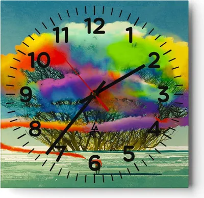Produktbild von Wanduhr - Quadrat - Glasuhr - Abstraktion Natur - 40x40cm - Schleichendes Uhrwerk - Lautlos - zum Aufhängen bereit - Dekoration Modern - Wanddekoration aus Glas - C4AC40x40-3728