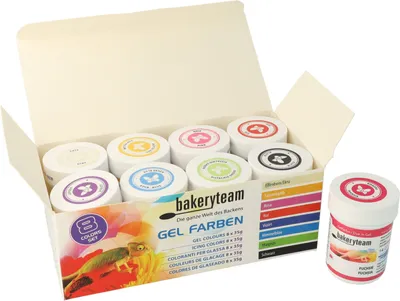 Produktbild von bakeryteam Lebensmittelfarben Set 8 x 35g + Fuchsia (315g)