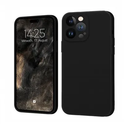 Produktbild von Liquid Silikon Hülle für Apple iPhone 14 Serie - Farbe: Schwarz - Modellkompatibilität: Für Apple iPhone 14 Pro - Displayglas: Ohne 9H Displayglas