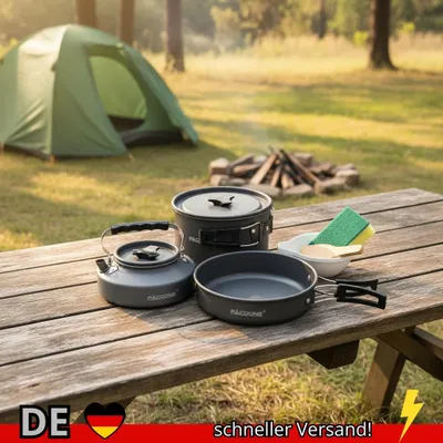 Produktbild von PACOONE Camping Kochgeschirr Set Tragbares Kit Outdoor F Kochwasser
