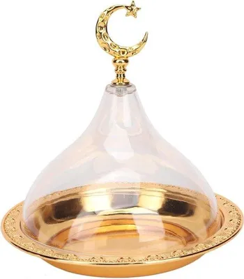 Produktbild von Goldschalen Set mit Acryl-Deckel Dekorative - Süßigkeiten und Snack Schalen für Eid Feiern und Ramadan Dekorationen