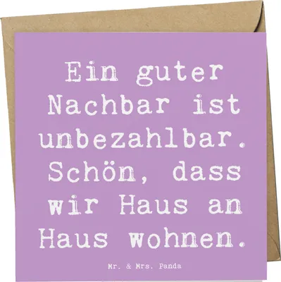Produktbild von Mr. & Mrs. Panda Klappkarte Spruch Guter Nachbar - Lavendeltraum - Geschenk, Danke sagen, Nachbarschaft, Anerkennung, Dankeschön, Bedanken, Aufmerksamkeit, anlasskarte