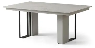 Obrázek produktu pro Rozkládací jídelní stůl s povrchem imitujícím mramor, moderní, bílý, elegantní design, kuchyňský stůl