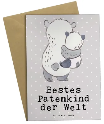 Produktbild von Mr. & Mrs. Panda Grußkarte Panda Bestes Patenkind der Welt - Grau Pastell - Geschenk, hochzeitskarten, Neffe, Geschenkidee, Nichte, weihnachtskarten, einladungskarten