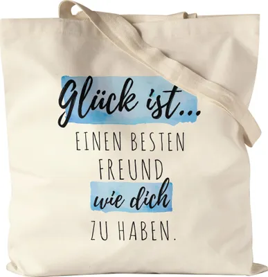 Produktbild von Glück Ist Einen Besten Freund Wie Dich Zu Haben Jutebeutel Stoffbeutel Canvas Freundschaft Freunde Leben Vertrautheit Liebe Dankbarkeit