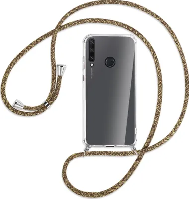 Produktbild von Handykette Backcover-Schutzhülle mit Band (Metall silberfarben) für Huawei Y6p - braun+beige