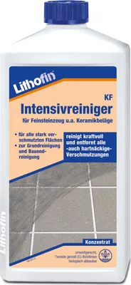 Produktbild von Lithofin KF Intensivreiniger, Grundreiniger für Feinsteinzeug und andere Keramikfliesen, 1 Liter, 180-11