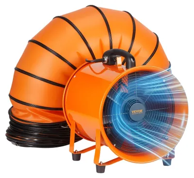Image de VEVOR Ventilateur de chantier 367-W-AC-Moteur Ventilateur de chantier 2800 tr/min Ventilateur de chantier 2574 CFM (4373 m3/h) Ventilateur axial avec 10 m de tuyau Ventilateur axial 79 dB Niveau sonore Ventilateur industriel