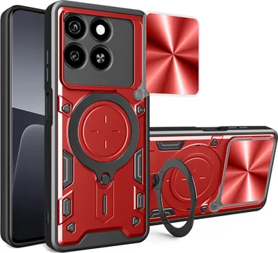 Produktbild von Outdoor Panzer Hülle für ZTE Blade A55 / A35 Handyhülle mit Slide Kameraschutz Ringhalter Bumper in Rot