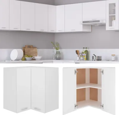 Produktbild von vidaXL Eckhängeschrank Lyon Weiß 57x57x60 cm Holzwerkstoff