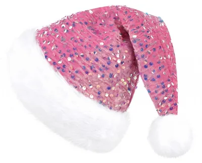 Produktbild von Nikolausmütze Erwachsene mit Glitzer Pailletten und Plüsch Rand Rose