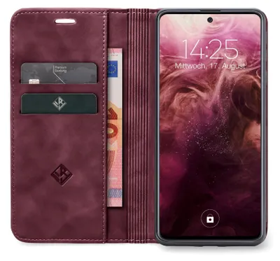 Produktbild von Handy Hülle für Xiaomi Redmi 10 Klapphülle Bookcase Flip Cover Handy Tasche Etui Farbe: Weinrot