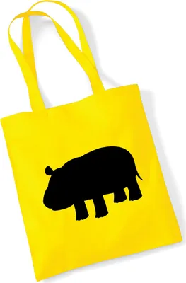 Produktbild von Huuraa Jutebeutel Nilpferd Silhouette 10 Liter Yellow Baumwolle Tasche Geschenkidee