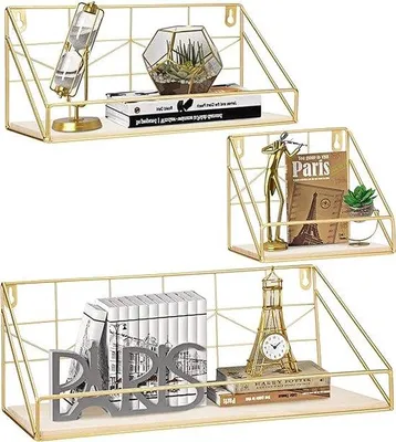 Productafbeelding van Famanu wandplank met 3 houten planken - 14 x 42 x 14 cm