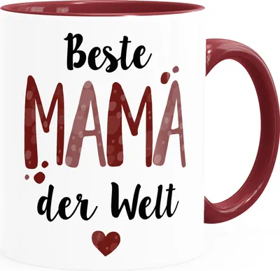 Produktbild von Kaffee-Tasse Beste Mama/Bester Papa der Welt Herz Geschenk für Eltern Vater Mutter Muttertag Vatertag Moonworks® Mama 1 bordeauxrot Keramik-Tasse
