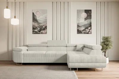 Produktbild von ALTDECOR Ecksofa mit Schlaffunktion und Bettkasten GUSA-L - 272x202x107 cm Cremeweiß - Corner Sofa Bett Eckcouch Couch L-Form Schlafcouch Ausziehbar Wohnlandschaft Schlafsofa Cauchsofa