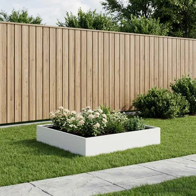Image de Maison Exclusive - Pot de jardin blanc, 80 x 80 x 20 cm, en acier laminé à froid