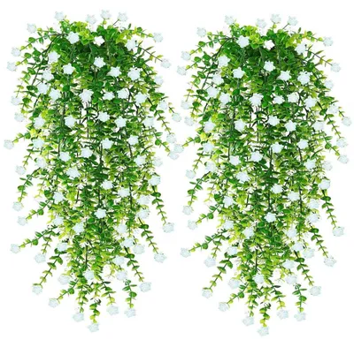 Productafbeelding van 6 kunstbloemen, wit, 76 cm, weerbestendig, UV-bestendig, geschikt voor binnen- en buitengebruik