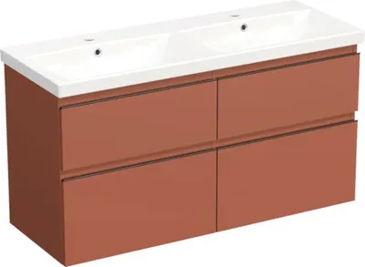 Produktbild von Jungborn Waschplatz TRENTA BxHxT 120x65x45 cm cotto matt mit Doppelwaschtisch Keramik Griffleiste schwarz