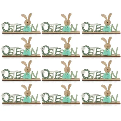 Produktbild von COM-FOUR® 12x Deko Aufsteller für Ostern - Schriftzug mit Osterhasen