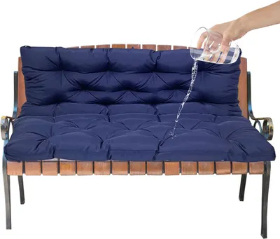Image de Coussin de banc imperméable Coussin d'assise et de dossier Coussin pour banc de jardin Meubles de jardin Balançoires, 100x100x10cm,Bleu foncé