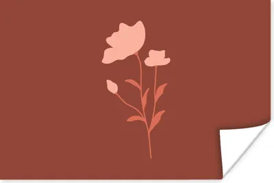 Produktbild von MuchoWow® Poster Illustration einer rosa Blume vor einem braunen Hintergrund 120x80 cm - Bilder