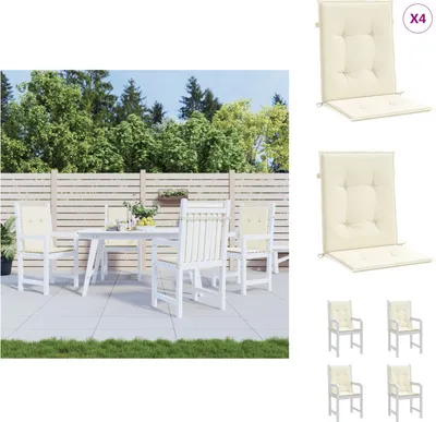 Image de vidaXL Coussin pour chaise de jardin à dossier bas 4 pcs. Crème 100x50x3 cm - Coussin d'assise