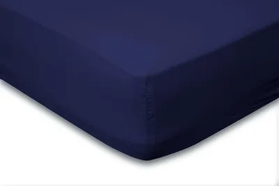 Produktbild von Eleganzzz Spannbetttuch Jersey Stretch – Blau  – 120/130/140x200  – 35 cm Eckhöhe – 100% Baumwolle