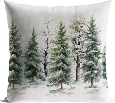 Produktbild von MARKIZETA | Kissenbezug - 40 x 40 cm - weiß grün - Winterwald - Schnee - Weihnachtsbaum